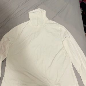 Two-piece dress with slit/ white long sleeve shirt